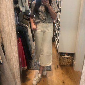 Levi's White Cropped Wide Leg Jeans